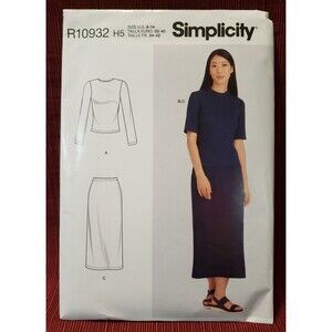 Misses Knit Tops & Skirt Simplicity Sewing Pattern R10932, Size 6, 8, 10, 12, 14
